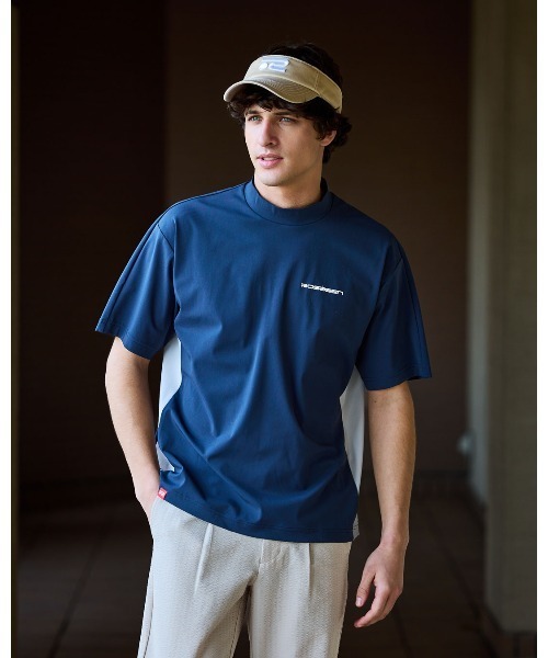 ROSASEN(ロサーセン)の「【Rosasen/GOLF】 超撥水加工 バックロゴ 半袖モックネック(ポロシャツ・メンズ・ネイビー/グレー・48/50/52)」の1枚目の写真