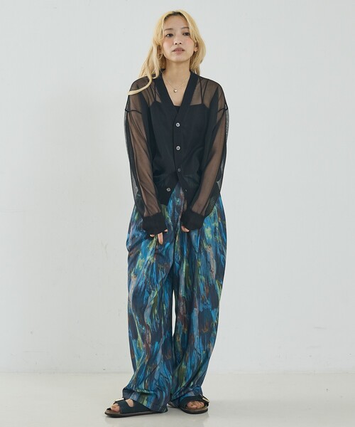 NOMINE（ノミネ）の「ジャガード シアー ニット カーディガン（カーディガン/ボレロ・レディース・レッド/ライトグレー/ブラウン/ブラック・フリー）」の5枚目の写真