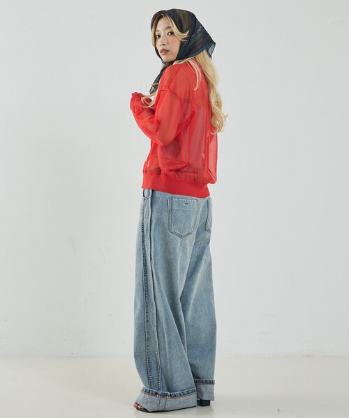 NOMINE（ノミネ）の「ジャガード シアー ニット カーディガン（カーディガン/ボレロ・レディース・レッド/ライトグレー/ブラウン/ブラック・フリー）」の19枚目の写真