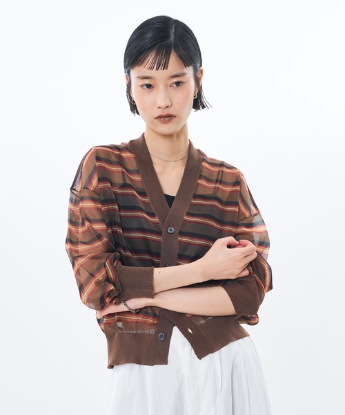 NOMINE（ノミネ）の「ジャガード シアー ニット カーディガン（カーディガン/ボレロ・レディース・レッド/ライトグレー/ブラウン/ブラック・フリー）」の11枚目の写真