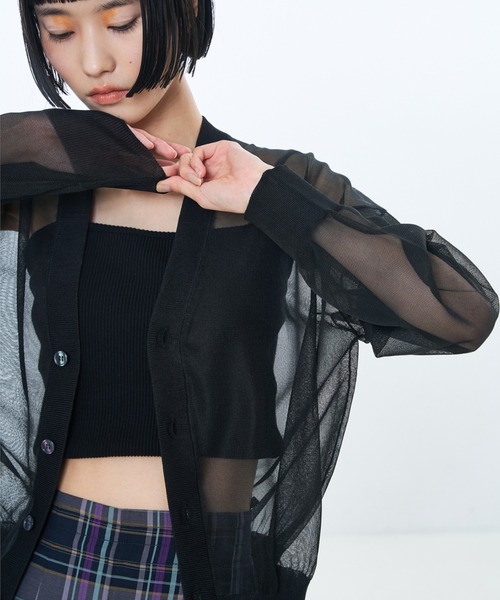 NOMINE（ノミネ）の「ジャガード シアー ニット カーディガン（カーディガン/ボレロ・レディース・レッド/ライトグレー/ブラウン/ブラック・フリー）」の16枚目の写真