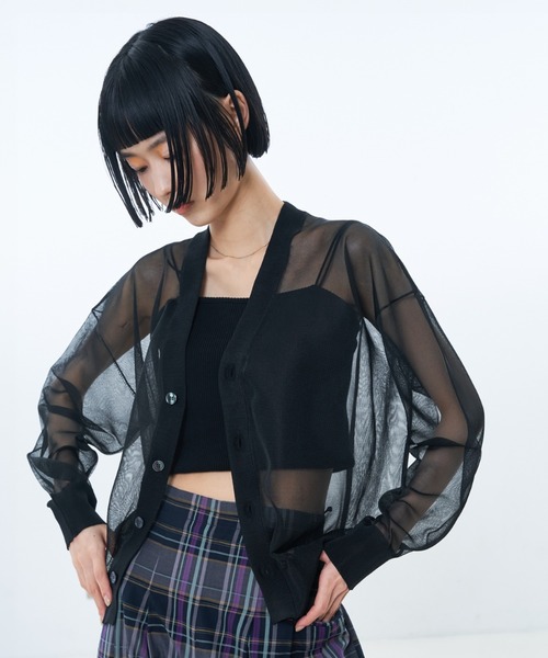 NOMINE（ノミネ）の「ジャガード シアー ニット カーディガン（カーディガン/ボレロ・レディース・レッド/ライトグレー/ブラウン/ブラック・フリー）」の13枚目の写真