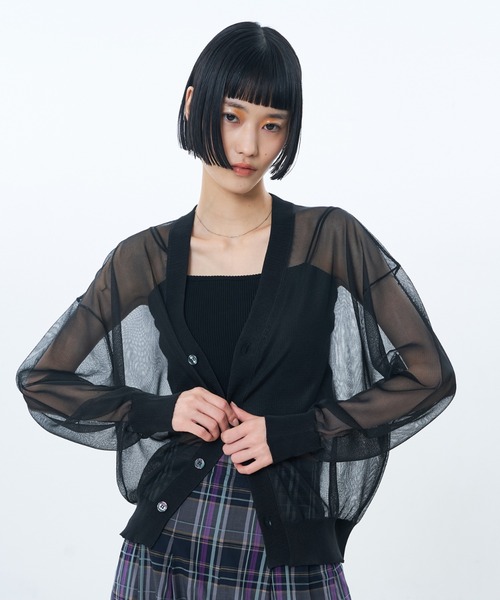 NOMINE（ノミネ）の「ジャガード シアー ニット カーディガン（カーディガン/ボレロ・レディース・レッド/ライトグレー/ブラウン/ブラック・フリー）」の14枚目の写真