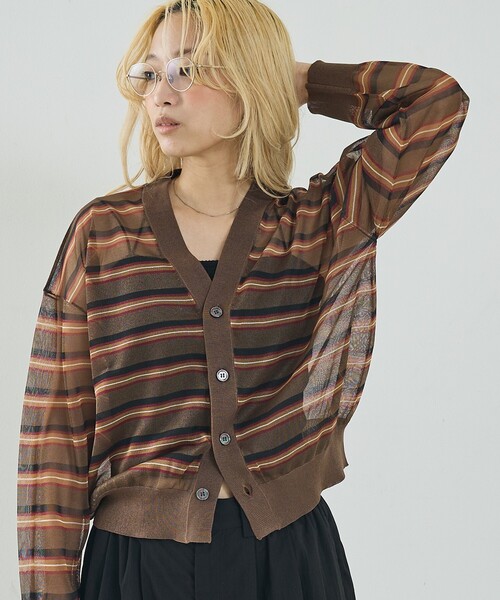 NOMINE（ノミネ）の「ジャガード シアー ニット カーディガン（カーディガン/ボレロ・レディース・レッド/ライトグレー/ブラウン/ブラック・フリー）」の18枚目の写真
