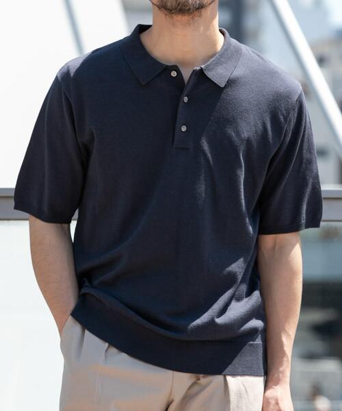 URBAN RESEARCH ROSSO MEN(アーバンリサーチロッソメン)の「『WEB限定』シルク混サマーニットポロシャツ(ポロシャツ・メンズ・グレー系その他/ブラウン/ブルー系その他・LARGE/MEDIUM)」の1枚目の写真