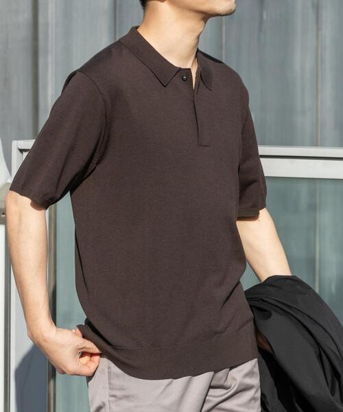 URBAN RESEARCH ROSSO MEN(アーバンリサーチロッソメン)の「『WEB限定』シルク混サマーニットポロシャツ(ポロシャツ・メンズ・グレー系その他/ブラウン/ブルー系その他・LARGE/MEDIUM)」の6枚目の写真