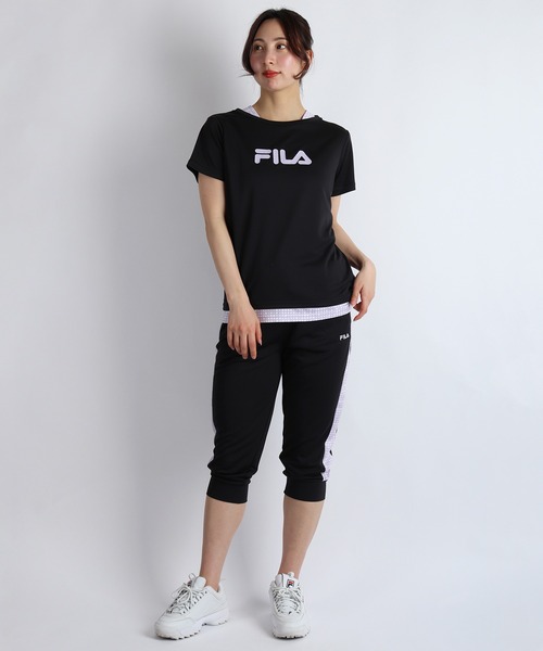 FILA（フィラ）の「FILA / フィラ 接触冷感 吸水速乾 UVカット トラックパンツ 七分丈 レディース（その他パンツ・レディース・ブラック/ネイビー・L/M）」の8枚目の写真