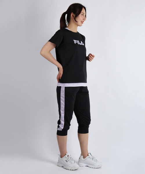 FILA（フィラ）の「FILA / フィラ 接触冷感 吸水速乾 UVカット トラックパンツ 七分丈 レディース（その他パンツ・レディース・ブラック/ネイビー・L/M）」の9枚目の写真