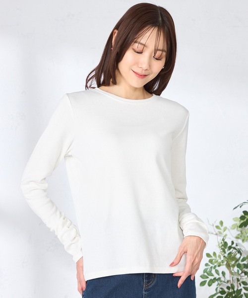 GALLORIA（ギャローリア）の「袖シャーリングカットソー（Tシャツ/カットソー・レディース・ブラック/オフホワイト・L/LL/M/S）」の4枚目の写真