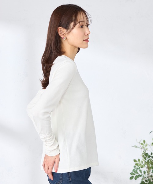 GALLORIA（ギャローリア）の「袖シャーリングカットソー（Tシャツ/カットソー・レディース・ブラック/オフホワイト・L/LL/M/S）」の5枚目の写真