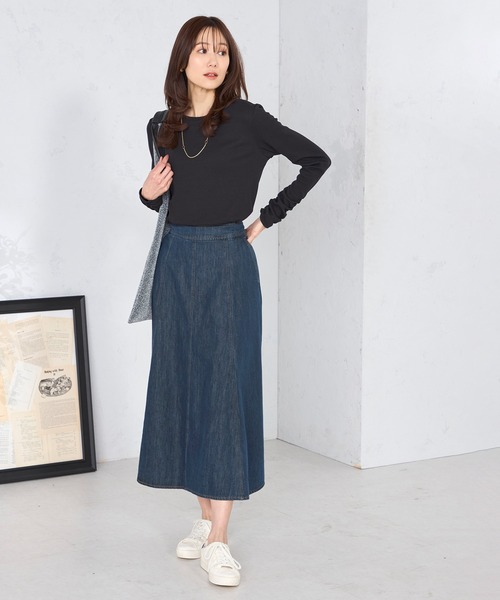 GALLORIA（ギャローリア）の「袖シャーリングカットソー（Tシャツ/カットソー・レディース・ブラック/オフホワイト・L/LL/M/S）」の7枚目の写真