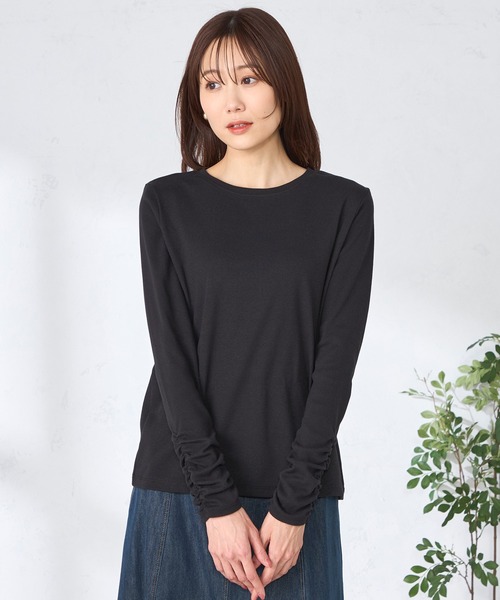 GALLORIA（ギャローリア）の「袖シャーリングカットソー（Tシャツ/カットソー・レディース・ブラック/オフホワイト・L/LL/M/S）」の8枚目の写真