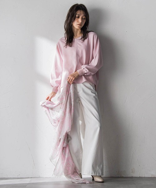 MAYSON GREY（メイソングレイ）の「【一瞬で楽とキレイを叶える】タンブラーオックスギャザー袖ブラウス≪手洗い可能≫（シャツ/ブラウス・レディース・ライトグレー/ネイビー/ピンク・M）」の8枚目の写真