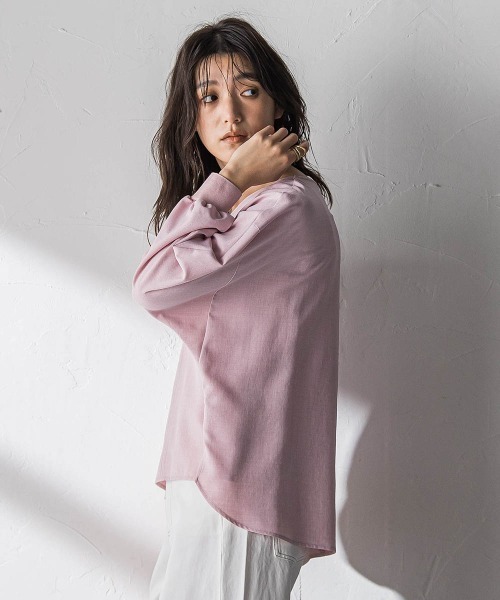 MAYSON GREY（メイソングレイ）の「【一瞬で楽とキレイを叶える】タンブラーオックスギャザー袖ブラウス≪手洗い可能≫（シャツ/ブラウス・レディース・ライトグレー/ネイビー/ピンク・M）」の5枚目の写真