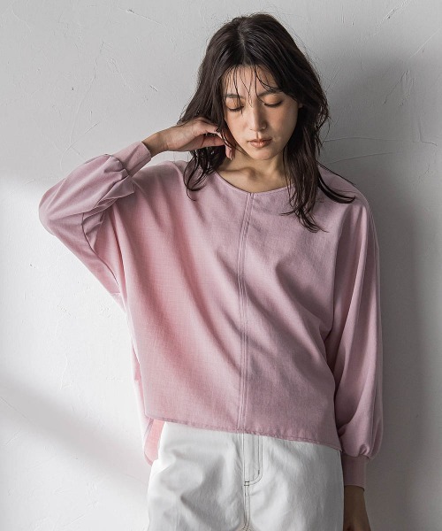 MAYSON GREY（メイソングレイ）の「【一瞬で楽とキレイを叶える】タンブラーオックスギャザー袖ブラウス≪手洗い可能≫（シャツ/ブラウス・レディース・ライトグレー/ネイビー/ピンク・M）」の6枚目の写真