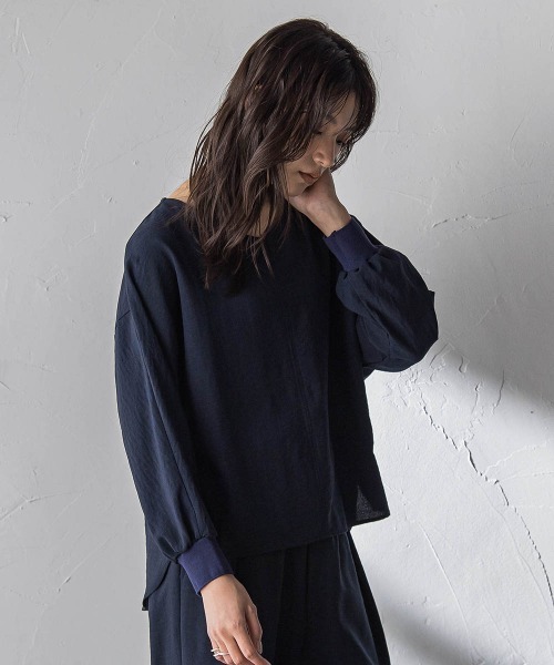 MAYSON GREY（メイソングレイ）の「【一瞬で楽とキレイを叶える】タンブラーオックスギャザー袖ブラウス≪手洗い可能≫（シャツ/ブラウス・レディース・ライトグレー/ネイビー/ピンク・M）」の16枚目の写真