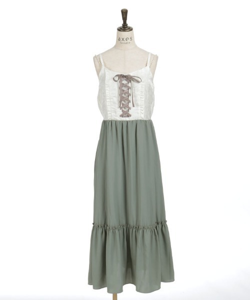 axes femme（アクシーズファム）の「ジャカード切替キャミワンピース（ワンピース・レディース・ホワイト/ブラック・FREE）」の9枚目の写真