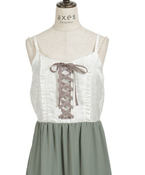 axes femme（アクシーズファム）の「ジャカード切替キャミワンピース（ワンピース・レディース・ホワイト/ブラック・FREE）」の12枚目の写真