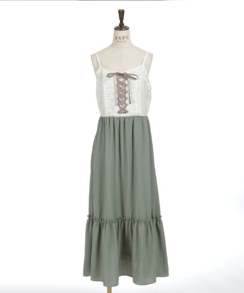 axes femme（アクシーズファム）の「ジャカード切替キャミワンピース（ワンピース・レディース・ホワイト/ブラック・FREE）」の4枚目の写真