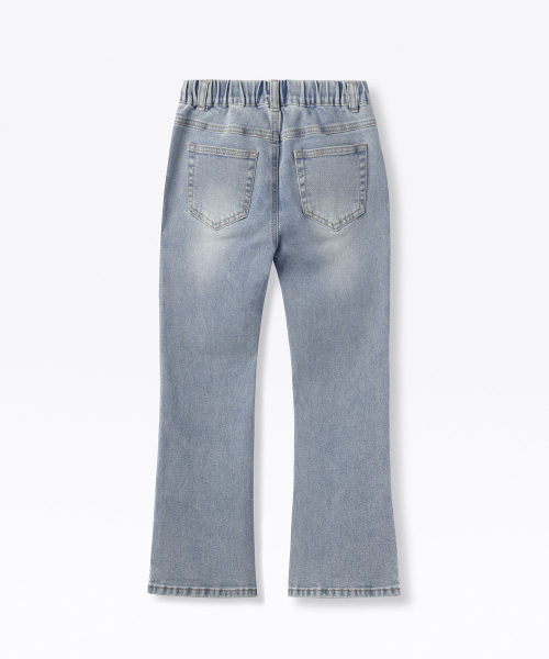 MUSINSA STANDARD KIDS（ムシンサスタンダードキッズ）の「ブーツカットバンディングデニムパンツ[ライトインディゴ]（デニムパンツ・レディース・その他・110/120/130/140/150/160）」の3枚目の写真
