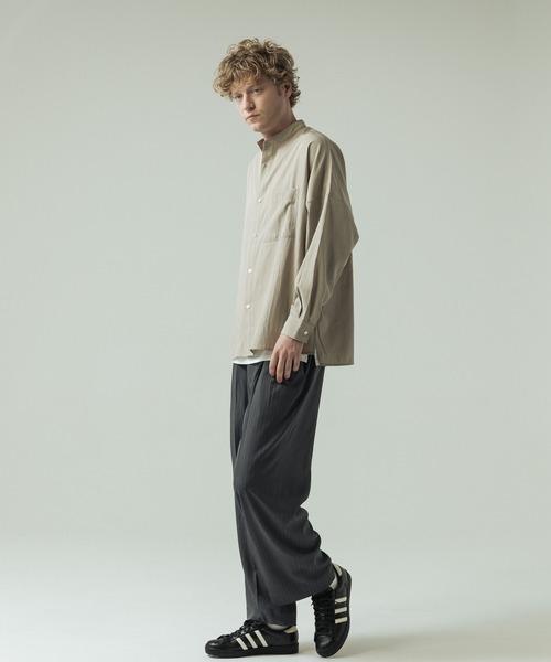 SLICK(スリック)の「【SLICK/スリック】Linen Like Dolman Sleeve Band Collar Shirt/リネンライク ドルマンスリーブ バンドカラーシャツ/オーバーサイズ(シャツ/ブラウス・メンズ・ブラック/ブラウン/キナリ・2/3/1)」の11枚目の写真