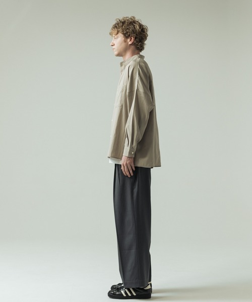 SLICK(スリック)の「【SLICK/スリック】Linen Like Dolman Sleeve Band Collar Shirt/リネンライク ドルマンスリーブ バンドカラーシャツ/オーバーサイズ(シャツ/ブラウス・メンズ・ブラック/ブラウン/キナリ・2/3/1)」の15枚目の写真