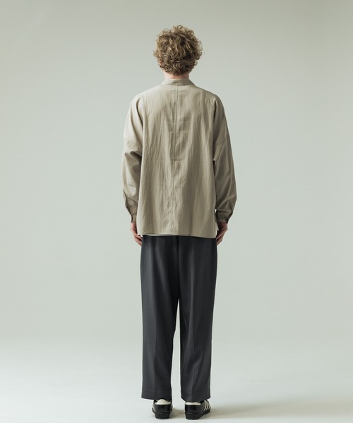 SLICK(スリック)の「【SLICK/スリック】Linen Like Dolman Sleeve Band Collar Shirt/リネンライク ドルマンスリーブ バンドカラーシャツ/オーバーサイズ(シャツ/ブラウス・メンズ・ブラック/ブラウン/キナリ・2/3/1)」の16枚目の写真