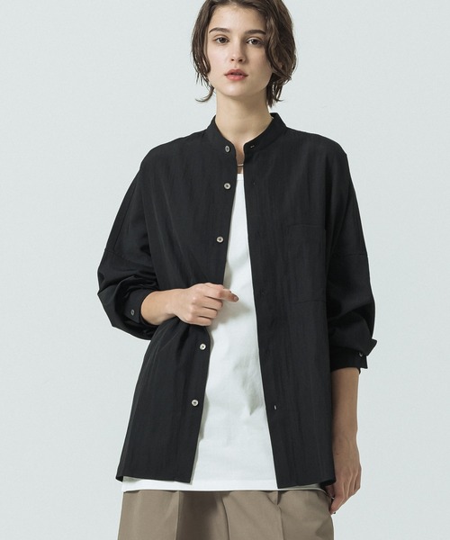 SLICK（スリック）の「【SLICK/スリック】Linen Like Dolman Sleeve Band Collar Shirt/リネンライク ドルマンスリーブ バンドカラーシャツ/オーバーサイズ（シャツ/ブラウス・メンズ・ブラック/ブラウン/キナリ・2/3/1）」の17枚目の写真