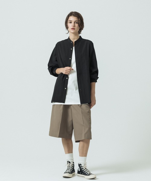 SLICK（スリック）の「【SLICK/スリック】Linen Like Dolman Sleeve Band Collar Shirt/リネンライク ドルマンスリーブ バンドカラーシャツ/オーバーサイズ（シャツ/ブラウス・メンズ・ブラック/ブラウン/キナリ・2/3/1）」の20枚目の写真
