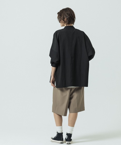 SLICK（スリック）の「【SLICK/スリック】Linen Like Dolman Sleeve Band Collar Shirt/リネンライク ドルマンスリーブ バンドカラーシャツ/オーバーサイズ（シャツ/ブラウス・メンズ・ブラック/ブラウン/キナリ・2/3/1）」の22枚目の写真