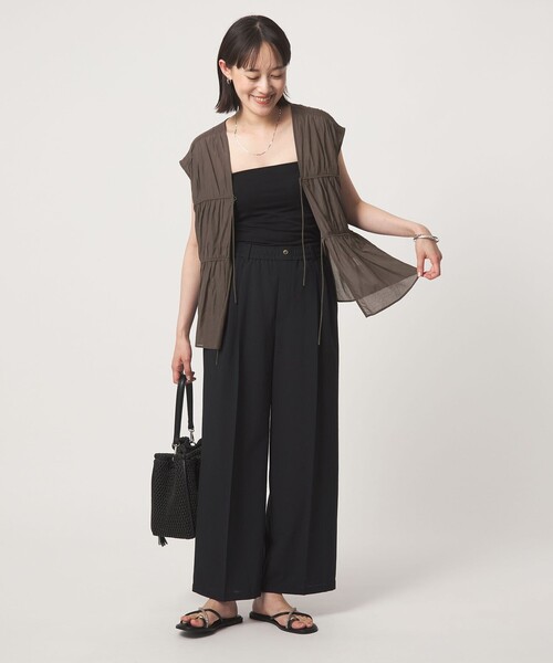 green label relaxing(グリーンレーベルリラクシング)の「ボリューム 2WAY リボン ノースリーブ ブラウス(シャツ/ブラウス・レディース・ダークブラウン/ホワイト/ライトブルー/ブラック・FREE)」の14枚目の写真