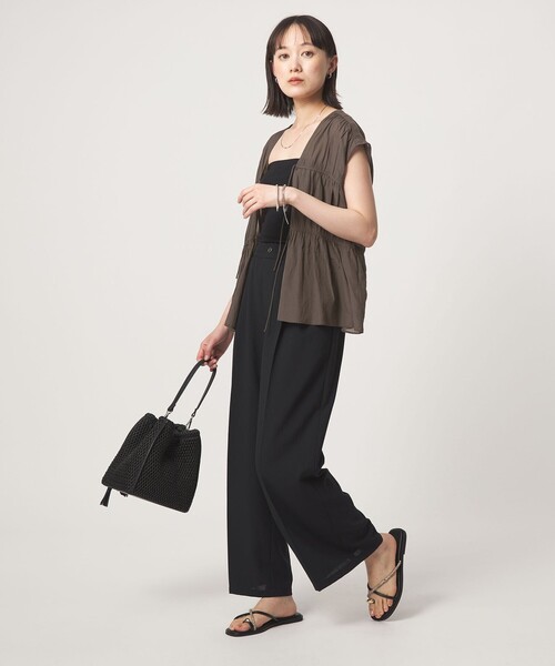 green label relaxing(グリーンレーベルリラクシング)の「ボリューム 2WAY リボン ノースリーブ ブラウス(シャツ/ブラウス・レディース・ダークブラウン/ホワイト/ライトブルー/ブラック・FREE)」の15枚目の写真