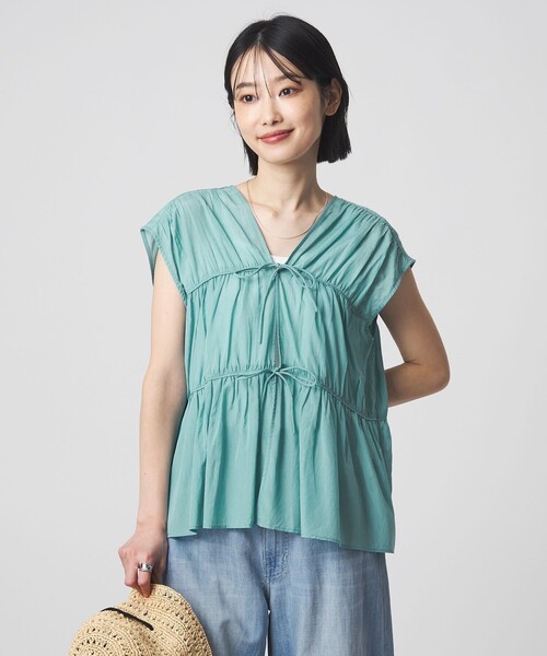 green label relaxing(グリーンレーベルリラクシング)の「ボリューム 2WAY リボン ノースリーブ ブラウス(シャツ/ブラウス・レディース・ダークブラウン/ホワイト/ライトブルー/ブラック・FREE)」の18枚目の写真