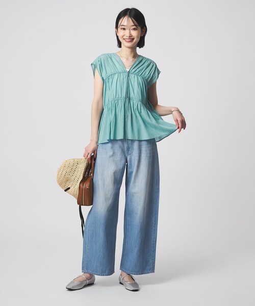 green label relaxing(グリーンレーベルリラクシング)の「ボリューム 2WAY リボン ノースリーブ ブラウス(シャツ/ブラウス・レディース・ダークブラウン/ホワイト/ライトブルー/ブラック・FREE)」の20枚目の写真