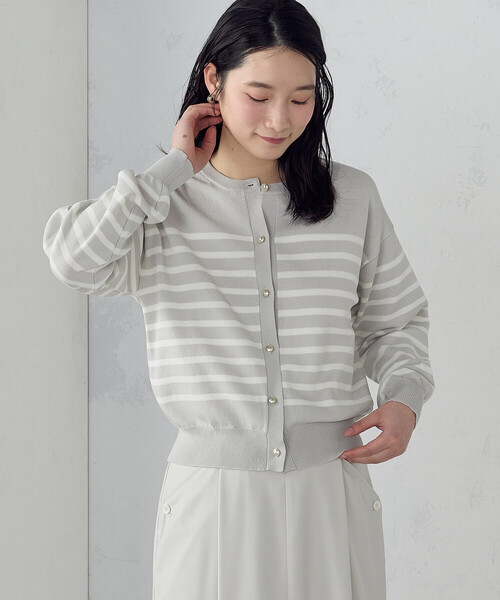 COMME CA ISM（コムサイズム）の「パネルボーダー ニットカーディガン（カーディガン/ボレロ・レディース・ブルー系その他/グレー系その他・FREE）」の2枚目の写真