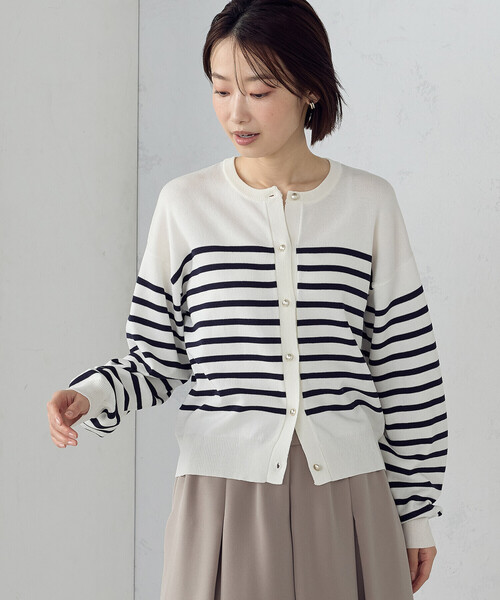 COMME CA ISM（コムサイズム）の「パネルボーダー ニットカーディガン（カーディガン/ボレロ・レディース・ブルー系その他/グレー系その他・FREE）」の13枚目の写真