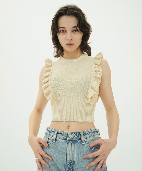 FRILL SLEEVE KNIT TOPS（ニット/セーター）｜CLANE（クラネ）の
