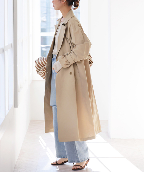 JOURNAL STANDARD relume（ジャーナルスタンダード　レリューム）の「《追加2》［洗濯機洗い可］コットンナイロンライトトレンチコート（トレンチコート・レディース・ネイビー/ベージュ・36/38）」の2枚目の写真