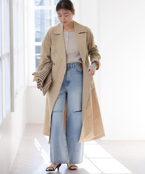 JOURNAL STANDARD relume（ジャーナルスタンダード　レリューム）の「《追加2》［洗濯機洗い可］コットンナイロンライトトレンチコート（トレンチコート・レディース・ネイビー/ベージュ・36/38）」の3枚目の写真