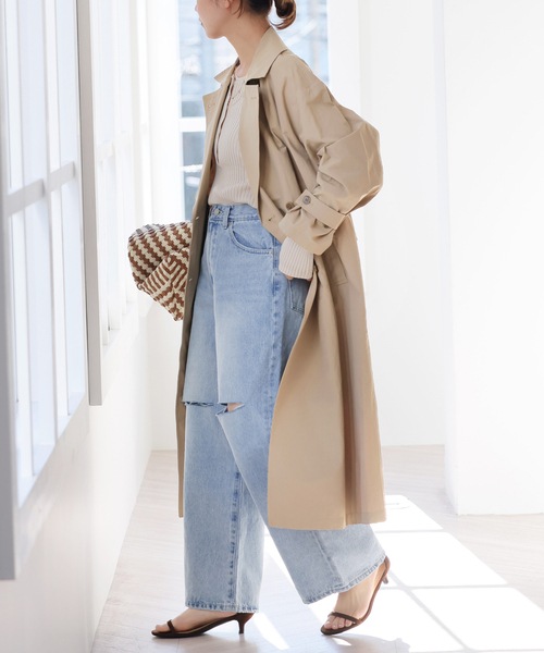 JOURNAL STANDARD relume（ジャーナルスタンダード　レリューム）の「《追加2》［洗濯機洗い可］コットンナイロンライトトレンチコート（トレンチコート・レディース・ネイビー/ベージュ・36/38）」の6枚目の写真