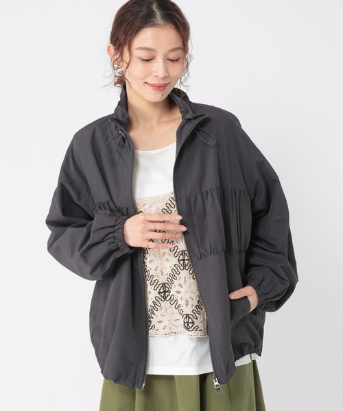 studio CLIP（スタディオクリップ）の「ダブルシャーリングZIPブルゾン（ブルゾン・レディース・ベージュ/チャコール・FREE）」の2枚目の写真