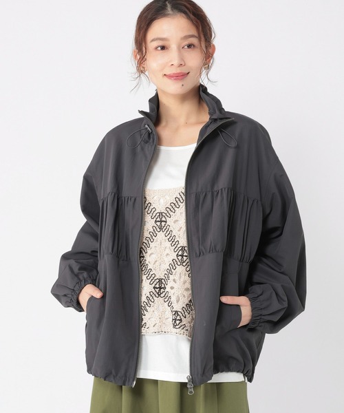 studio CLIP（スタディオクリップ）の「ダブルシャーリングZIPブルゾン（ブルゾン・レディース・ベージュ/チャコール・FREE）」の4枚目の写真