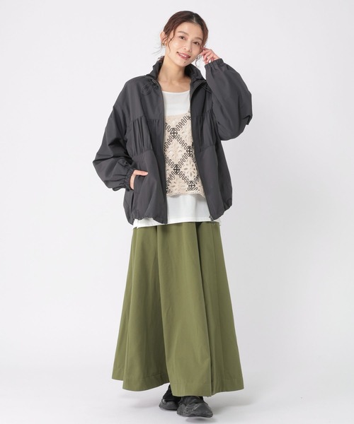 studio CLIP（スタディオクリップ）の「ダブルシャーリングZIPブルゾン（ブルゾン・レディース・ベージュ/チャコール・FREE）」の5枚目の写真