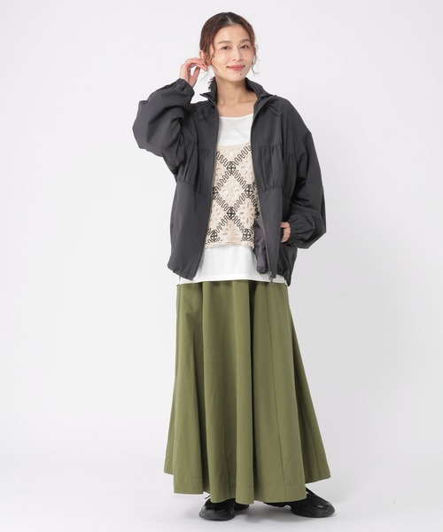 studio CLIP（スタディオクリップ）の「ダブルシャーリングZIPブルゾン（ブルゾン・レディース・ベージュ/チャコール・FREE）」の6枚目の写真