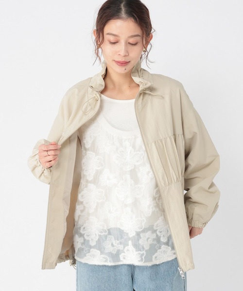 studio CLIP（スタディオクリップ）の「ダブルシャーリングZIPブルゾン（ブルゾン・レディース・ベージュ/チャコール・FREE）」の7枚目の写真