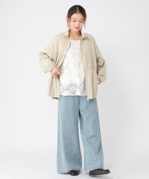 studio CLIP（スタディオクリップ）の「ダブルシャーリングZIPブルゾン（ブルゾン・レディース・ベージュ/チャコール・FREE）」の9枚目の写真