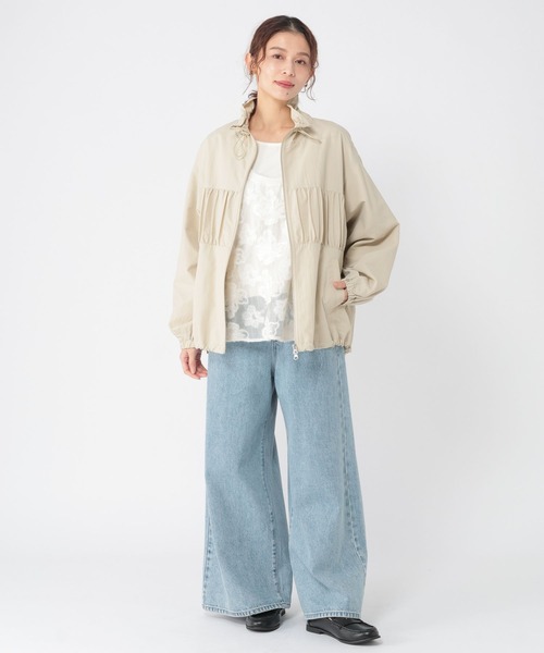 studio CLIP（スタディオクリップ）の「ダブルシャーリングZIPブルゾン（ブルゾン・レディース・ベージュ/チャコール・FREE）」の10枚目の写真