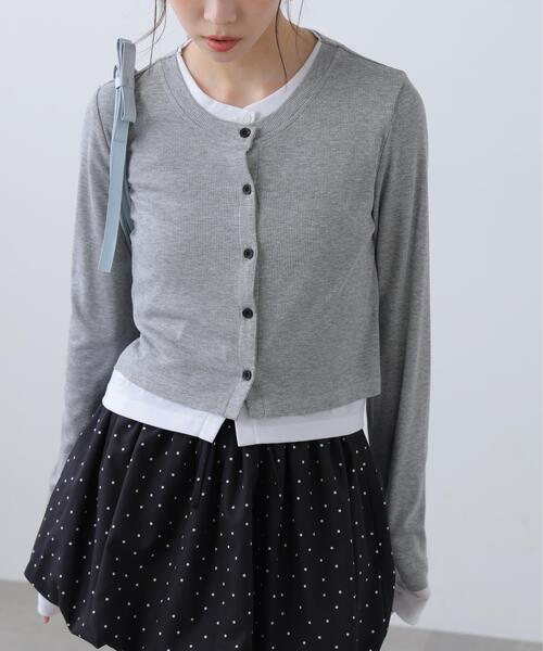 FREE'S MART(フリーズマート)の「◆レイヤード風カットソーカーディガン(Tシャツ/カットソー・レディース・ホワイト系その他/ブラック/グレー/ライトグリーン・FREE)」の17枚目の写真