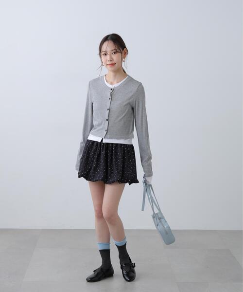 FREE'S MART(フリーズマート)の「◆レイヤード風カットソーカーディガン(Tシャツ/カットソー・レディース・ホワイト系その他/ブラック/グレー/ライトグリーン・FREE)」の21枚目の写真