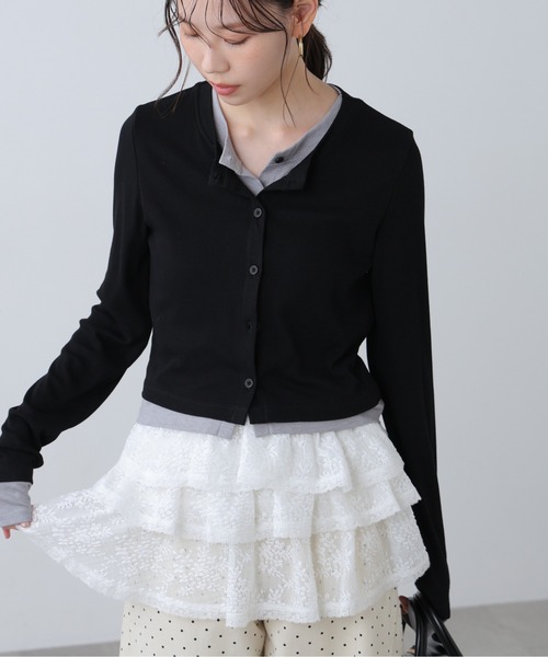 FREE'S MART（フリーズマート）の「◆レイヤード風カットソーカーディガン（Tシャツ/カットソー・レディース・ホワイト系その他/ブラック/グレー/ライトグリーン・FREE）」の12枚目の写真